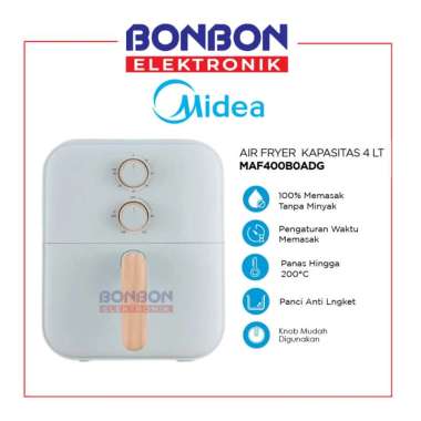 Midea Air Fryer 4L MAF400B0ADG / MAF400B0 / MAF 400B0 Tosca - Low Watt - 100% Tanpa Minyak - Anti Le