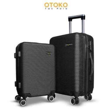 KOPER POLO 20+24 INCH KOPER FIBER KOPER SET ISI 2 KOPER BAGASI+KABIN Hitam