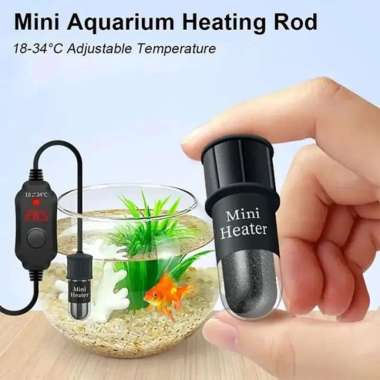 Aquarium Mini Portable Heater with LED digital / Heater Mini / Heater Cupang Hitam