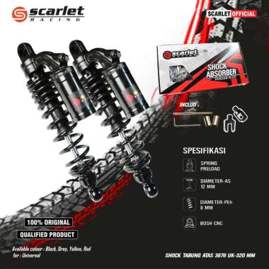 Scarlet Racing - Shock Tabung Atas 3676 Ukuran 320mm (O+U) BLACK/BLACK