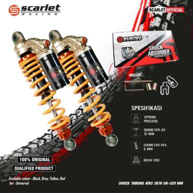 Scarlet Racing - Shock Tabung Atas 3676 Ukuran 320mm (O+U) GREY/YELLOW