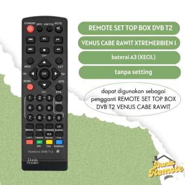 Langsung Connect!!! Remot Remote Set Top Box Dvb-T2 Venus Cabe Rawit DVB T2 MPEG4 XTreamer Bien1 tan
