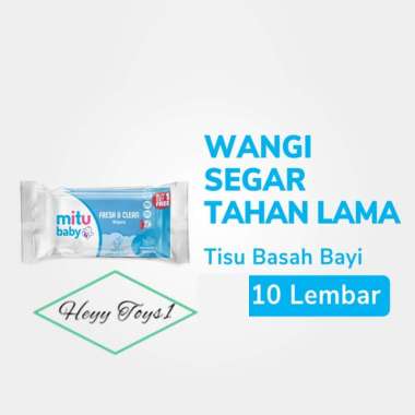 [10PCS] Mitu Baby Wipes Fresh & Clean Blossom berry ( BIRU ) isi 10 LEMBAR Tisu Basah mitu Baby