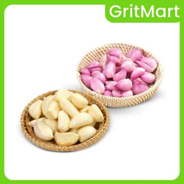 Paket Bundling | Bawang Merah Brebes Kupas & Bawang Putih Kupas 1 Kg