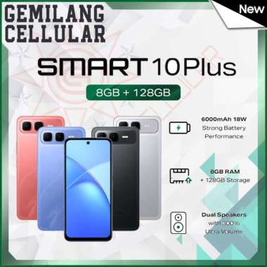 Infinix Smart 10 Plus 8/128GB - Up to 16GB Extended RAM - 6.67 inch 120Hz HD+ - T7250 - 6000 mAh BLU