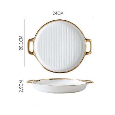 PIRING UNIK SULTAN LIST GOLD KERAMIK PINK EMERALD HIJAU PUTIH PIRING BULAT PUTIH