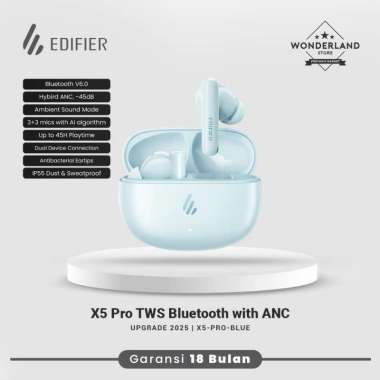 Edifier X5 Pro 2025 Gen2 ANC ENC Gaming Mode Ultra Clear Calls Bluetooth 6.0 Blue