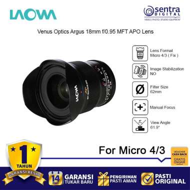 Venus Optics Laowa Argus 18mm f/0.95 MFT APO Manual Lens Micro Four Thirds Lensa 18 mm f0.95 X01