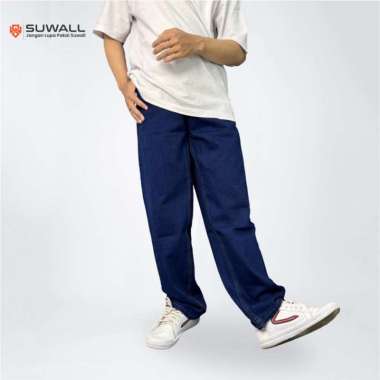 SUWALL Celana Jeans Scena Panjang Pria Loose Pants Gombrang SWL014 34 Hitam