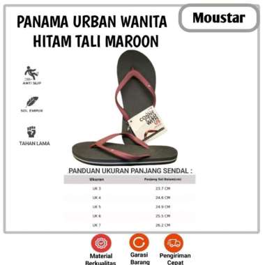 Sandal Panama Female / Sandal Jepit Panama Urban Hitam Tali Maroon 6