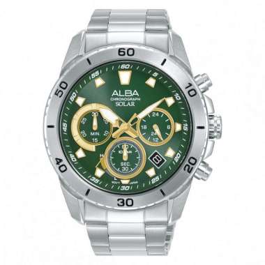 Alba AZ5011X1 Silver Green Steel Chronograph Solar