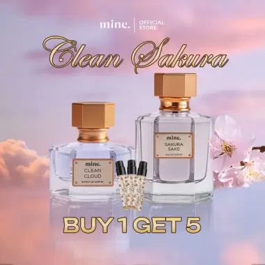 Mine Perfumery Bundle Clean Sakura 30 ml + 50ml - Buy 1 Get 5 | Bundling Sakura Sake 50 ml & Clean Cloud 30 ml Free 3 Vial