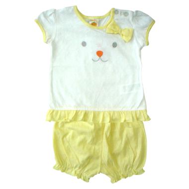 PLEU Setelan Jaquard Cat Setelan Baju Anak Perempuan 6 bulan Kuning