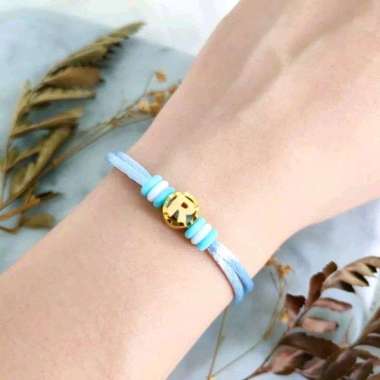 Gelang Tali inisial Huruf R Pandora Koleksi Josean Emas Asli