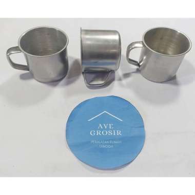 GELAS MUG STAINLESS CANGKIR KOPI ES + TUTUP 7CM