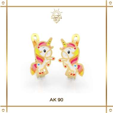 ANTING EMAS ASLI ANAK KADAR 300 (6K) ANTING UNICORN LUCU AK 90