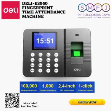 Deli E3960 Mesin Absensi Karyawan Fingerprint Sidikjari GARANSI RESMI