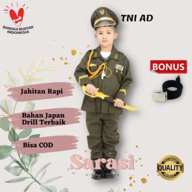 BAJU TNI AD ANAK LAKI LAKI BAJU TNI AD DARAT ANAK KOSTUM TNI AD ANAK - No 3 (5-6 Th)