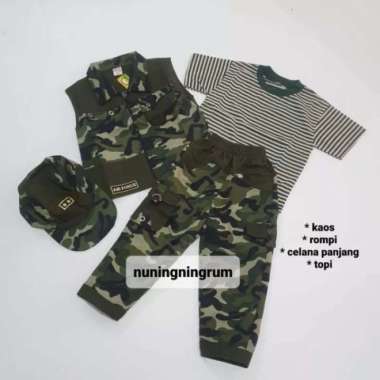 BAJU KOSTUM PROFESI ARMY TENTARA ANAK LAKI-LAKI SET ROMPI DAN TOPI - Celana panjang 26
