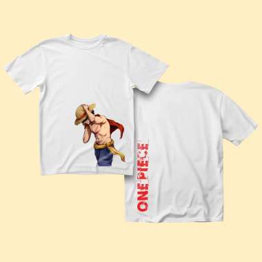 Kaos One Piece Luffy Sketch Fatbob premium t-shirt Premium Cotton putih