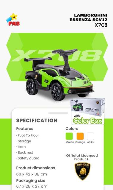 MOBIL MAINAN ANAK X708 - LAMBORGHINI ESSENZA SC V12 FTF X 708 PMB TOYS