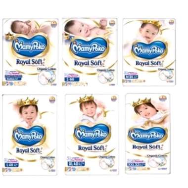 Mamypoko ROYAL SOFT TAPE Ukuran : NB62, S60, M56, L48, XL40, XXL32 NB62