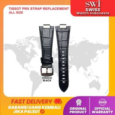 Strap Watch Tali Kulit Jam Tangan Tissot PRX Power Baterai Matic 80 Croco Black