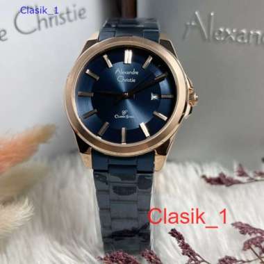 Original 100%!! Alexandre Christie Wanita AC 8663 / AC8663 Rosegold Blue Garansi Resmi 1 Tahun
