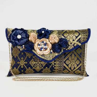 Clutch Pesta Tas Pesta Songket Tas Kondangan Wanita Navy