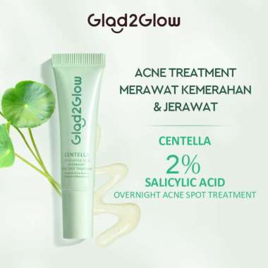 GLAD2GLOW 2% SALICYLIC ACID OVERNIGHT ACNE SPOT GEL 5 GR SALEP JERAWAT GLAD TO GLOW