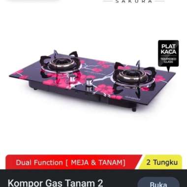 Kompor Gas Tanam 2 Tungku Kaca Niko Reflection Next Sakura