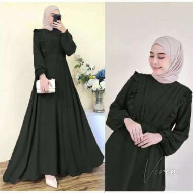 Gamis Wanita Veren Hyget Super Crinkle PREMIUM BERKUALITAS Hitam