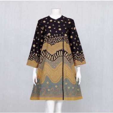 Couple Baju Batik Sarimbit Motif Abstrak Ombak JUMBO #hitam XXXL Tunik Gantari