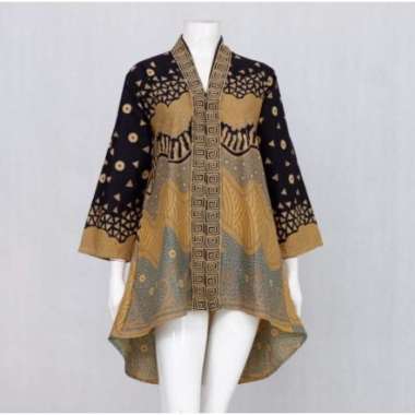 Couple Baju Batik Sarimbit Motif Abstrak Ombak JUMBO #hitam XXXL Tunik Pinguin
