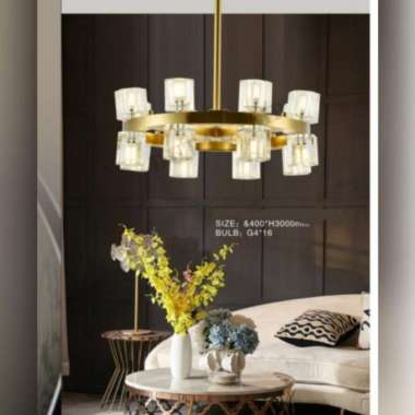 FL 1985/16 LAMPU GANTUNG KRISTAL MODERN MINIMALIS 40CM VINTAGE KLASIK PAKAI TANGKAI