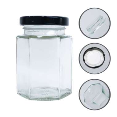 Botol Kaca Hexagonal Glass Jar Toples Madu Selai Aneka Ukuran 730ML