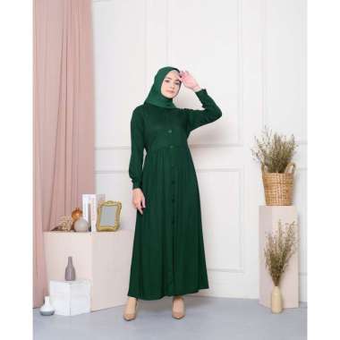 Melika - Gamis / Long Dress Polos Berkerah Dewasa Ivana IVANA EMERALD