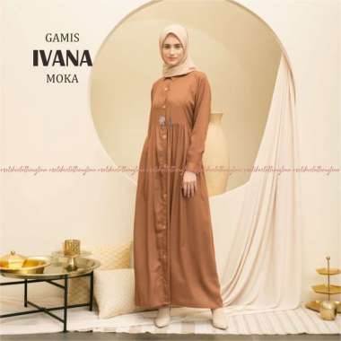 Melika - Gamis / Long Dress Polos Berkerah Dewasa Ivana IVANA MOKA