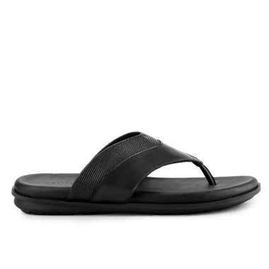 OBERMAIN OM12 SANDAL PRIA ORIGINAL SENDAL JEPIT CASUAL KULIT ASLI ORI HITAM