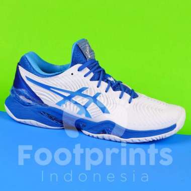 Sepatu Tenis Asics Court FF 2 Novak White Tuna Blue Tennis Shoes Ori