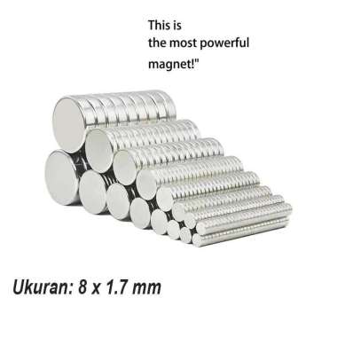 YUE Magnet Bulat Powerful Neodymium NdFeB N35 8x1.7mm 100 PCS YN35 Kalimba Alat Musik Tombol Capok B