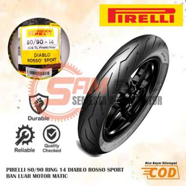 Ban Luar Pirelli 80/90 Ring 14 Diablo Rosso Sport Tubeless Soft Compound Depan Motor Matic