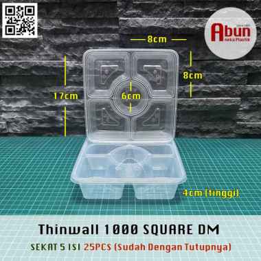 Thinwall 1000 ML Square Sekat 5 DM Isi 25pcs MULTYCOLOR1123