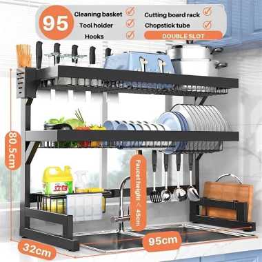 RM Rak Piring Wastafel Rak Wastafel Dapur Stai 95 CM FULL 2 SUSUN