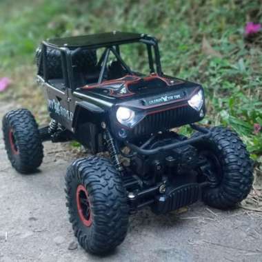 MOBIL REMOT KONTROL RC OFFROAD 4WD METAL 2,4GHZ MAINAN REMOTE CONTROL BAWAAN+CADANGAN JEEP HITAM