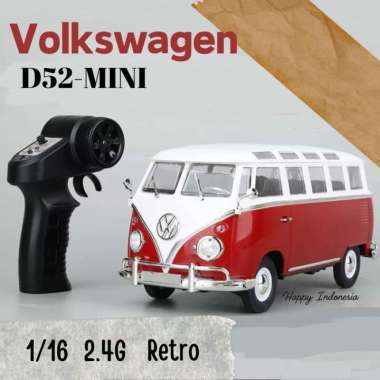 RC CAR MOBIL VAN VW COMBI VOLKSWAGEN KOMBI D52 MINI 1/16 MAINAN ANAK Merah