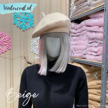 GST Beret Hat Import Fuji wool topi winter hangat beanie kupluk murah topi beret korea wul rajut wan