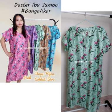 Daster Ibu Jumbo LD 120cm Daster Busui Friendly Rayon Solo Adem Daster Akar_Hijau