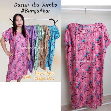 Daster Ibu Jumbo LD 120cm Daster Busui Friendly Rayon Solo Adem Daster Akar_Pink