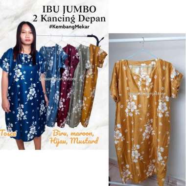 Daster Ibu Jumbo LD 120cm Daster Busui Friendly Rayon Solo Adem Daster Mekar_Kuning